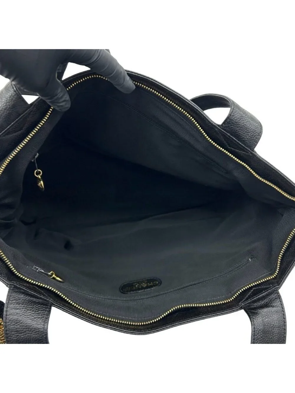 Chanel Vintage CC Logo Caviar Leather Tote Bag Black